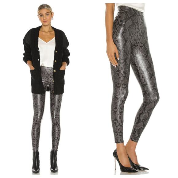 NWT Commando Women's Faux Leather Animal Legging Gray Snake  M - Picture 2 of 10
